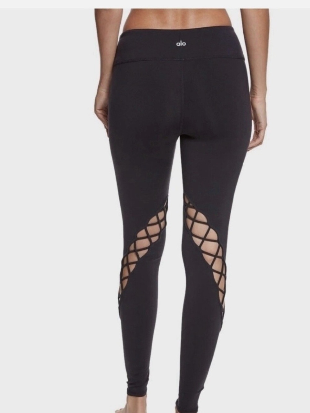Alo yoga High-Waist Black Lattice-Back Leggings size Xs
